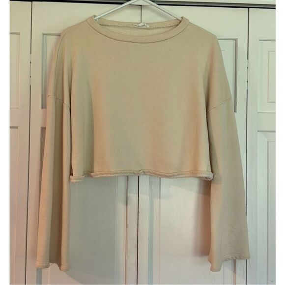 Peyton Valley crop ivory pullover sweatshirt m - Picture 2 of 9